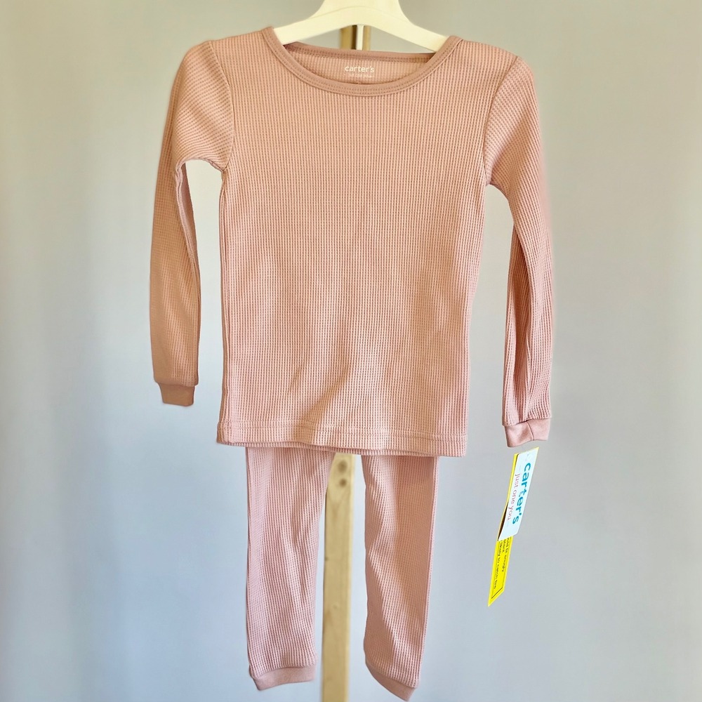 Carter's Just One You Toddler‎ 2T Pink Waffle Knit Thermal Pajama Set 2pc Snug
